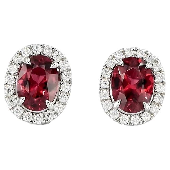 'Twin Crimson', Red Spinel, Diamond Crown Earrings Set in 950 Platinum For Sale