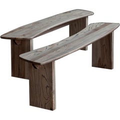 Twin Curved Ash Benches