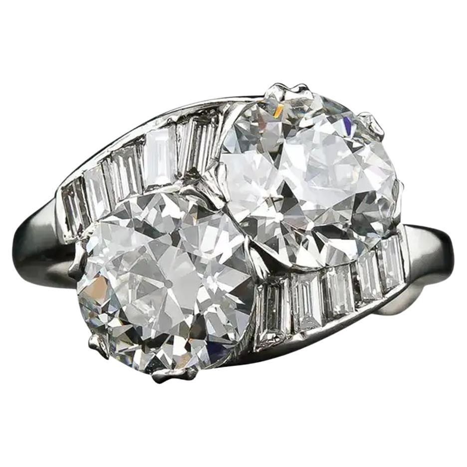 Twin Diamond Ring in Platinum For Sale