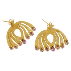 Twin Elegance Amethyst Birnenförmige Hänge-Post-Ohrringe in der Mitte