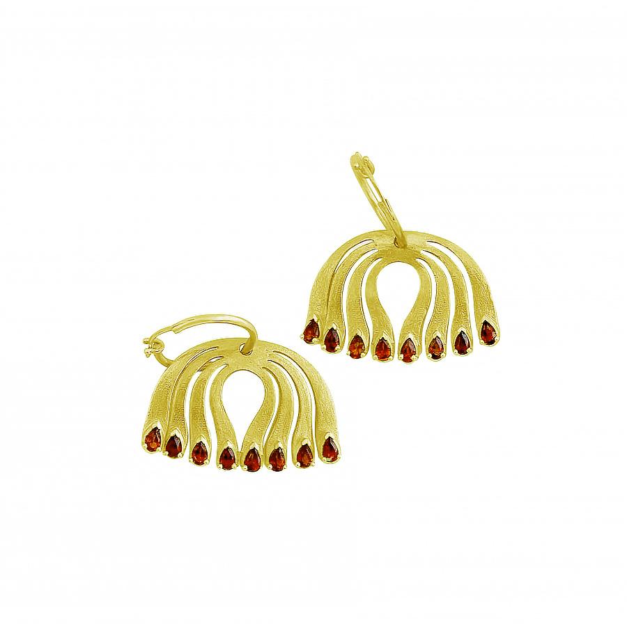 Twin Elegance Infinite Passion Garnet Peacock Hoop Earrings For Sale 3