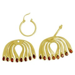 Twin Elegance Infinite Passion Garnet Peacock Hoop Earrings