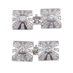Twin Face Diamond Platinum Cufflinks