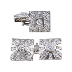 Twin Face Diamond Platinum Cufflinks