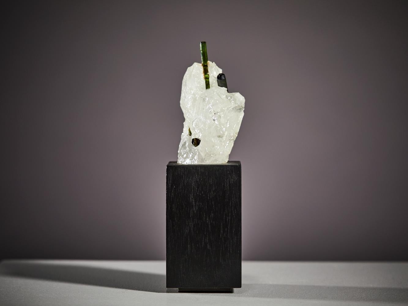 18th Century and Earlier Twin green tourmaline in quartz For Sale