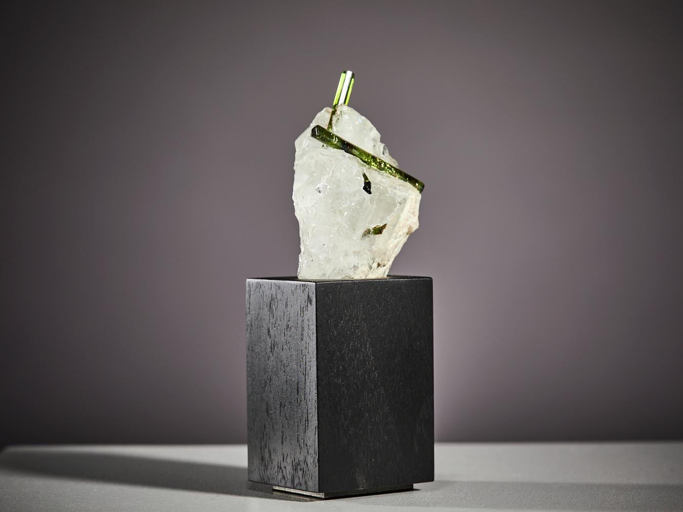 Quartz Twin green tourmaline in quartz For Sale