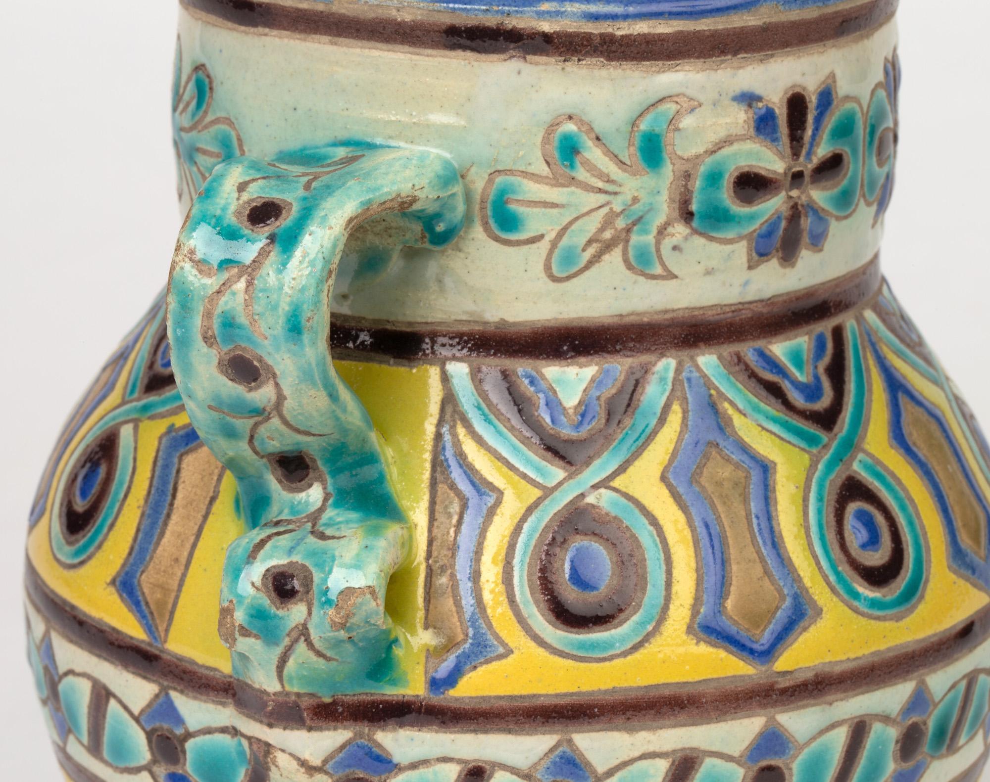 Twin Handled Mediterranean Attributed Art Pottery Vase 2