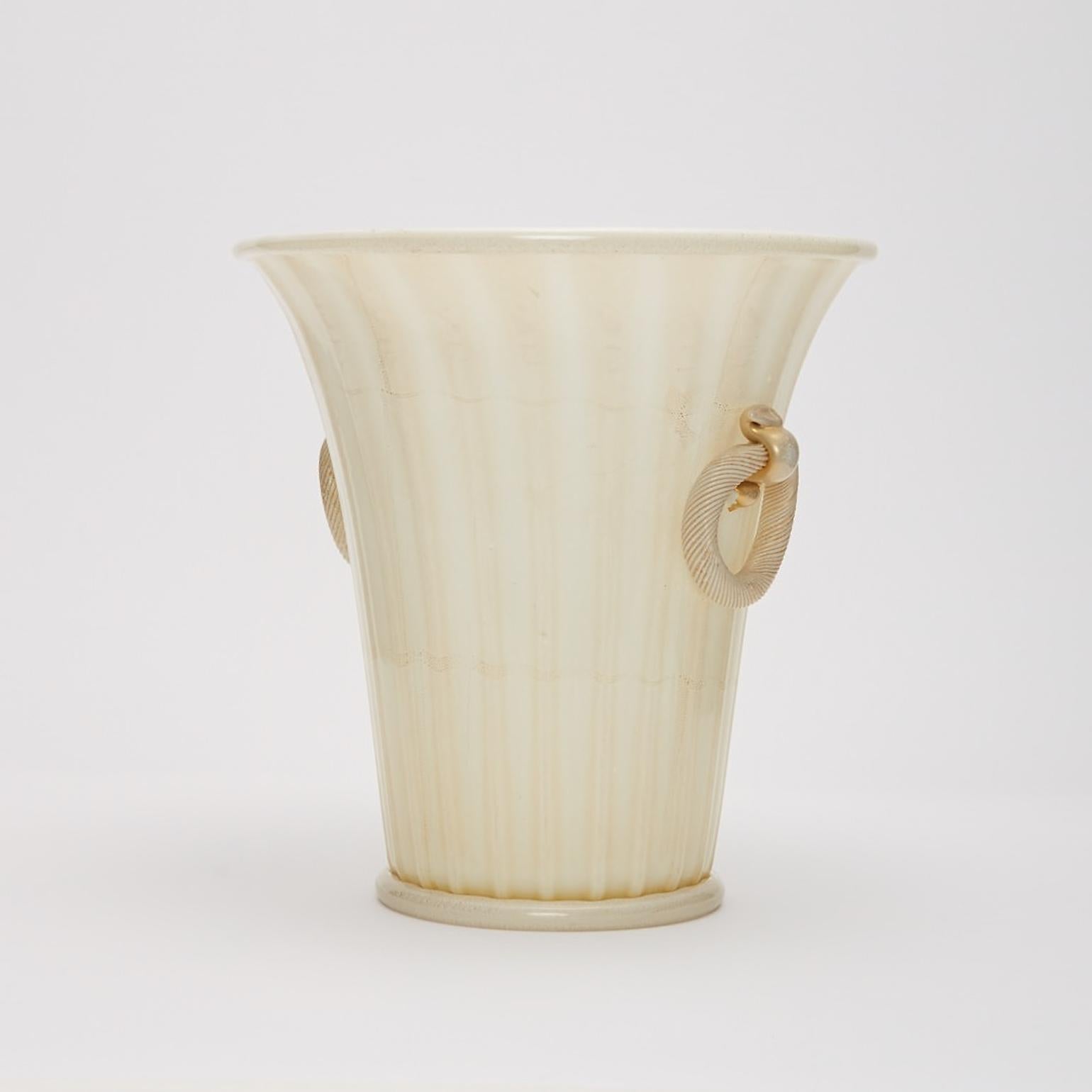 Mid-20th Century Large Twin-Handled Vase by Ercole Barovier for Barovier and Toso, 1956 For Sale
