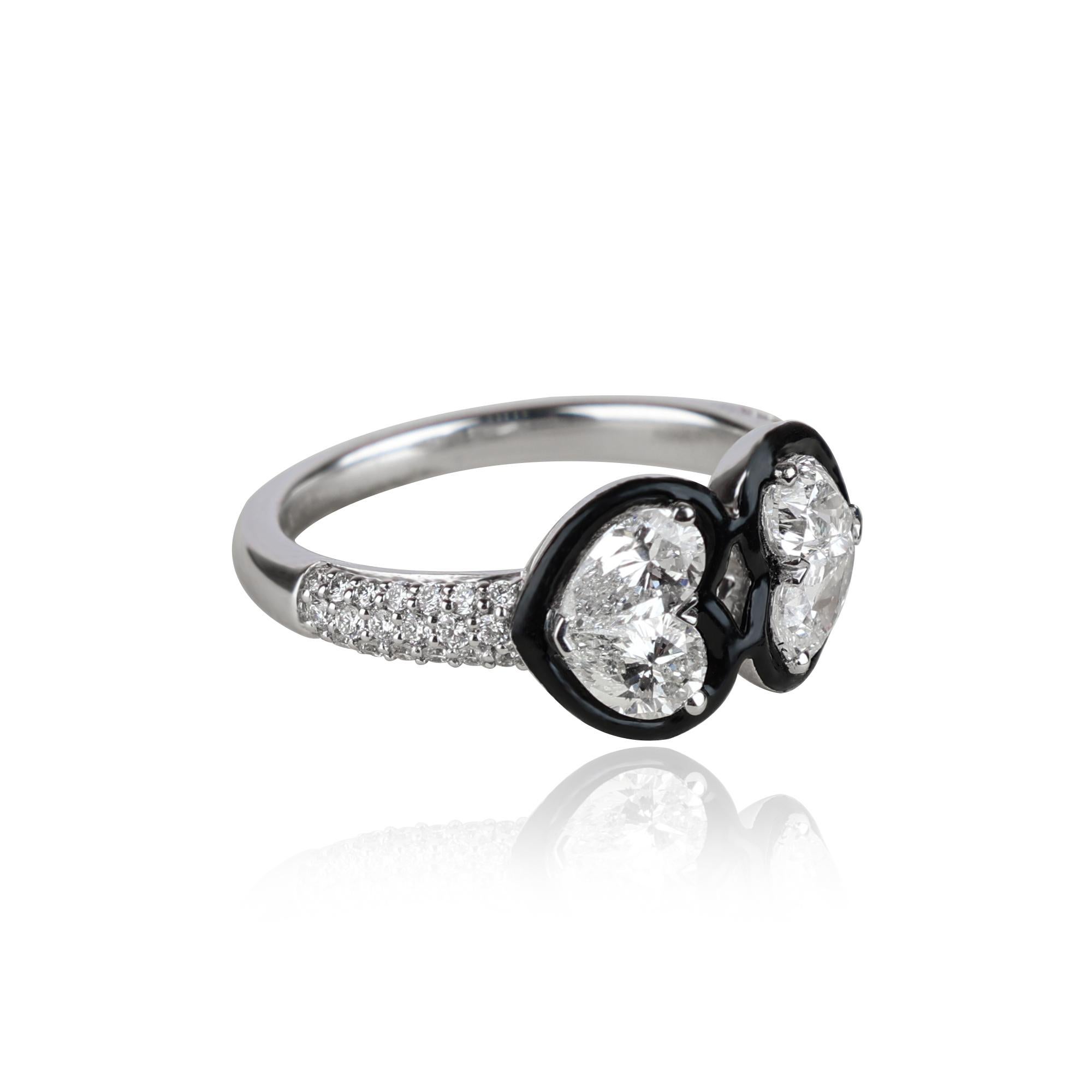 Im Angebot: Twin Heart Pinky Ring, 0,25 Karat birnenförmiger Diamanten, Cocktail-Ring () 2