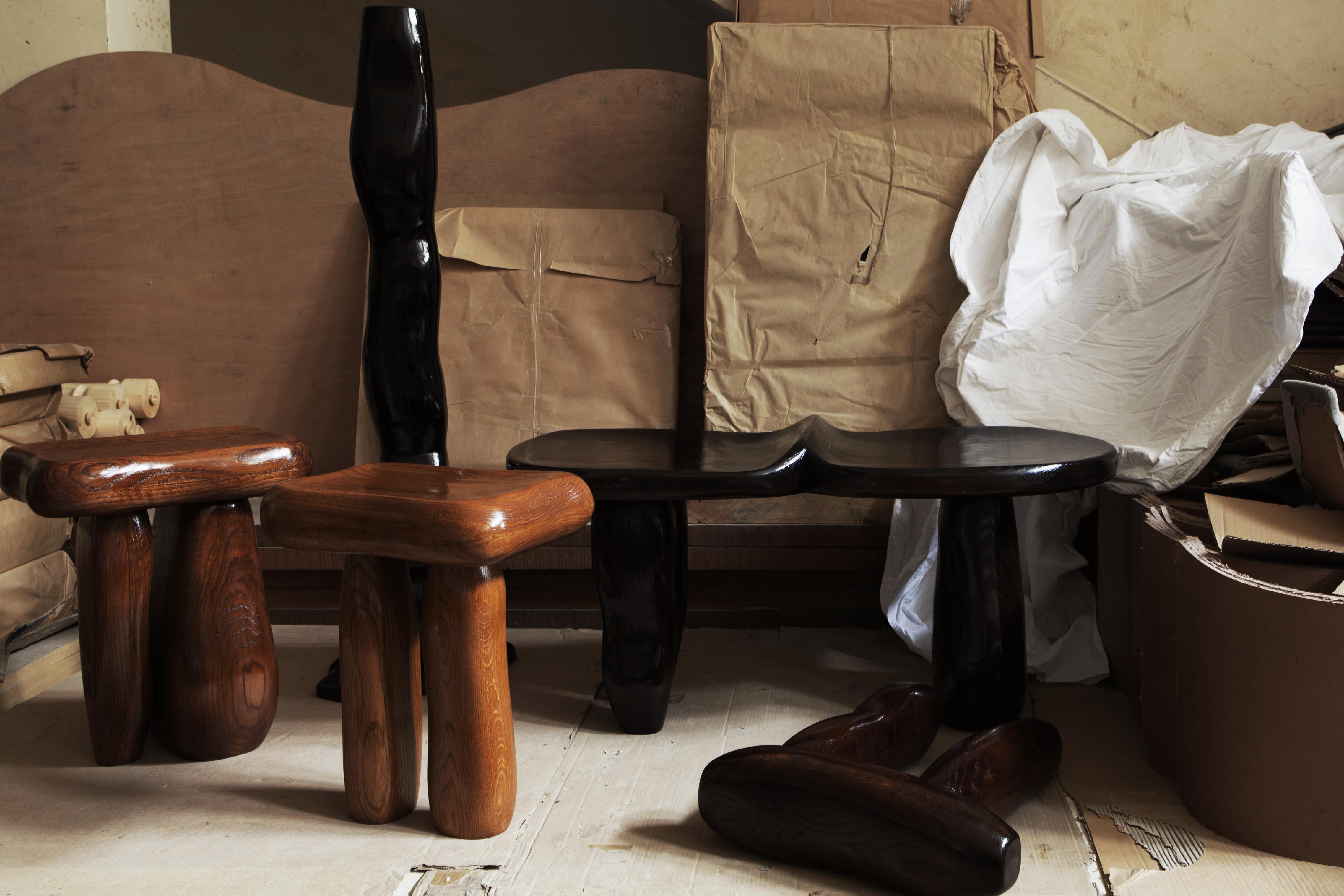 Twin II Stool by The Stone by the Door (American Oak version) For Sale 6