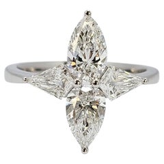 Twin Kites - Designer GIA Certified Pear Brilliant Diamonds set with Kites 18K