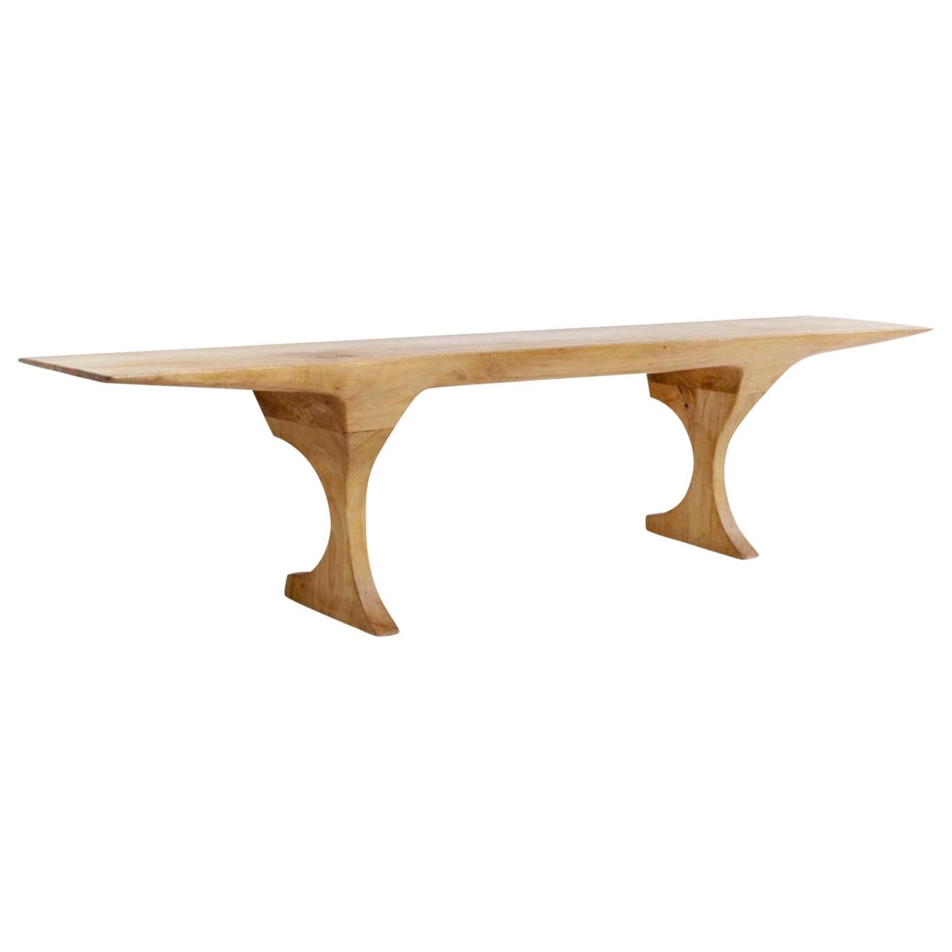 Twin Large Dining Table in Natural Wood by Mauro Mori Studio For Sale