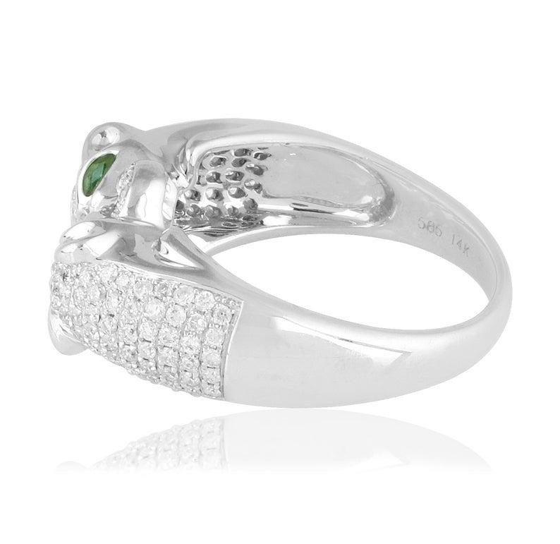 En venta: Anillo Pantera Gemela Oro de 14 Kilates Diamante Peridoto  4
