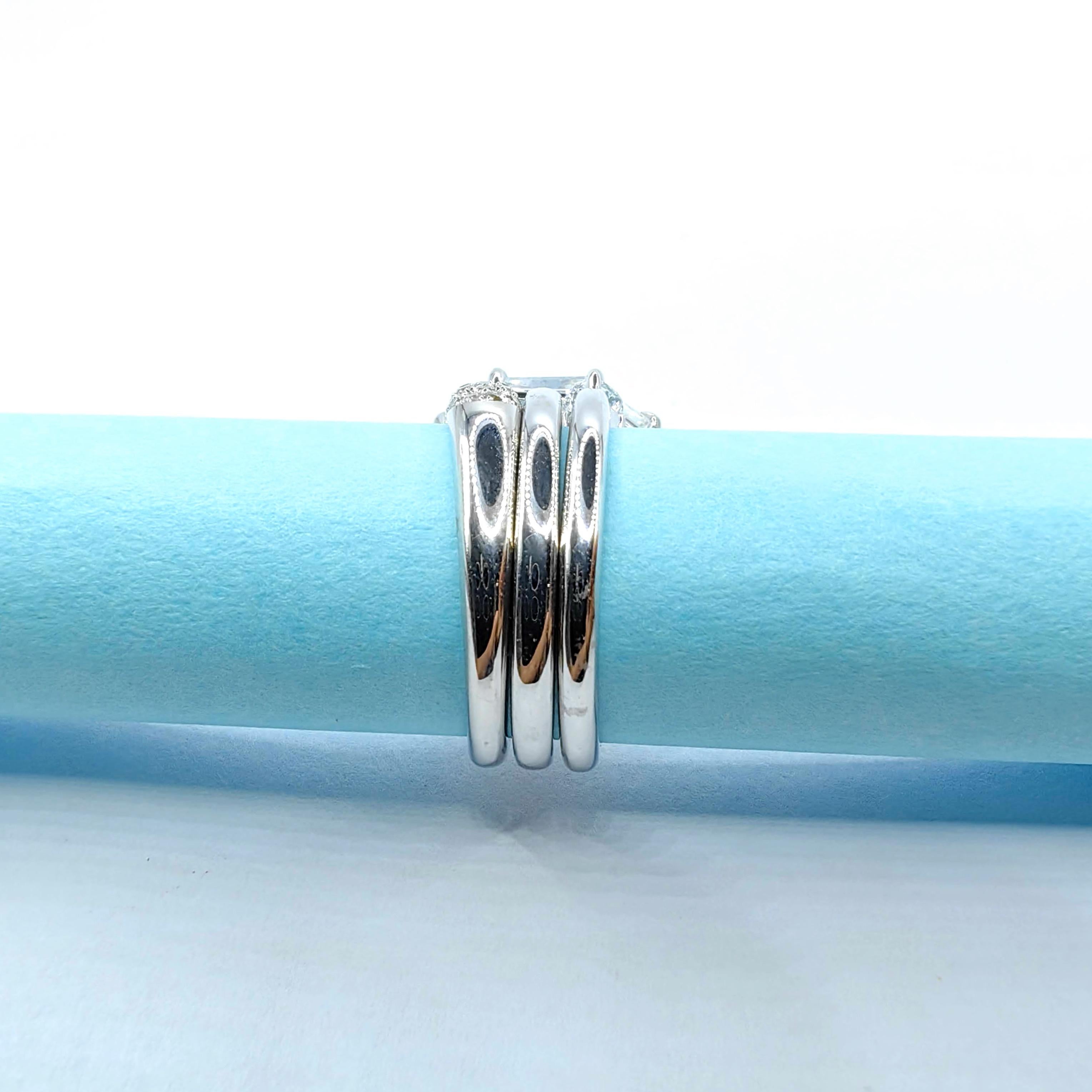 For Sale:  Twin Pear Cut Diamonds Open Shank Minimalistic Stackable Ring in 18K White Gold 10