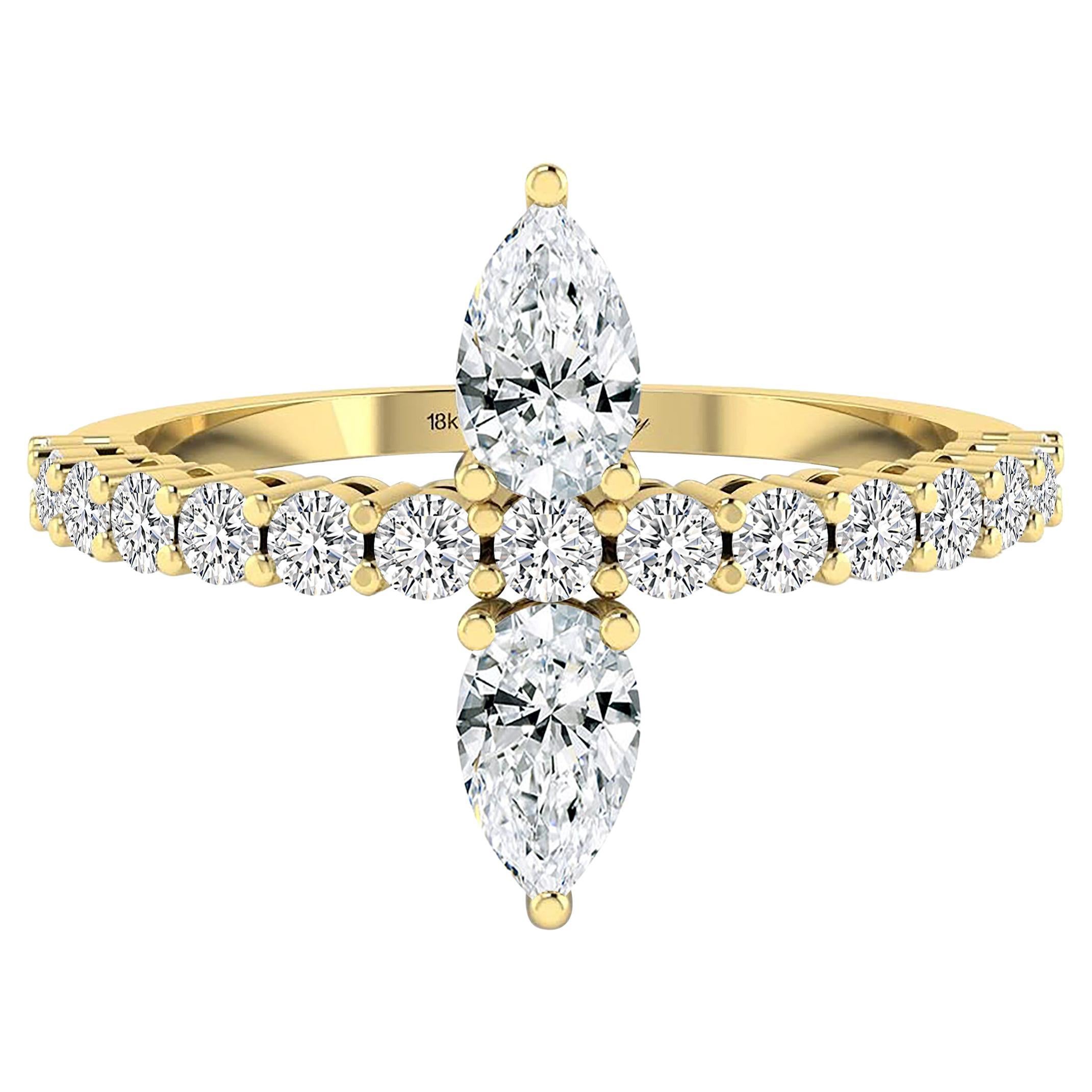 Tanisa Nahata Twin Pear Ring in 18 Karat Yellow Gold