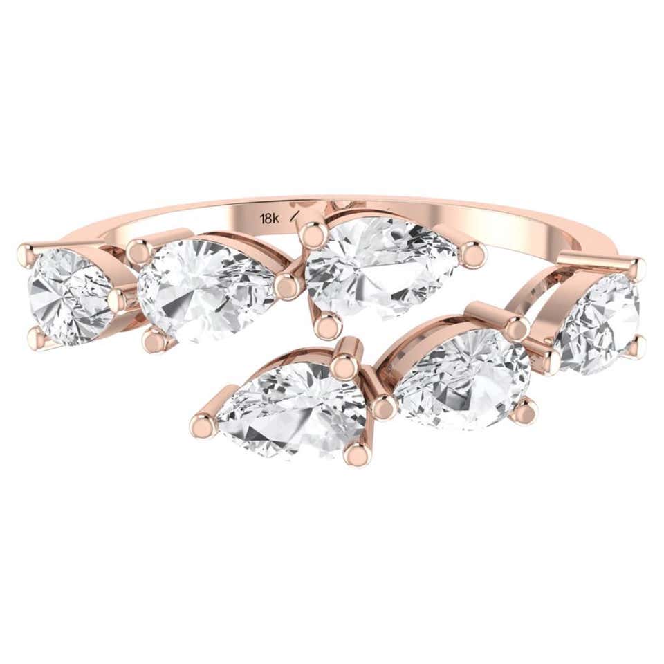 Customizable 14 Karat Rose Gold Fancy Shape White Diamond Ring For Sale ...
