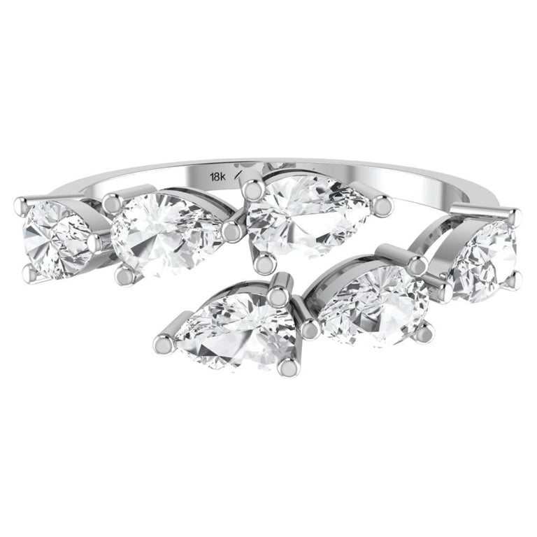 Twin Pear Shape Fancy Ring in 18 Karat White Gold with White Diamond