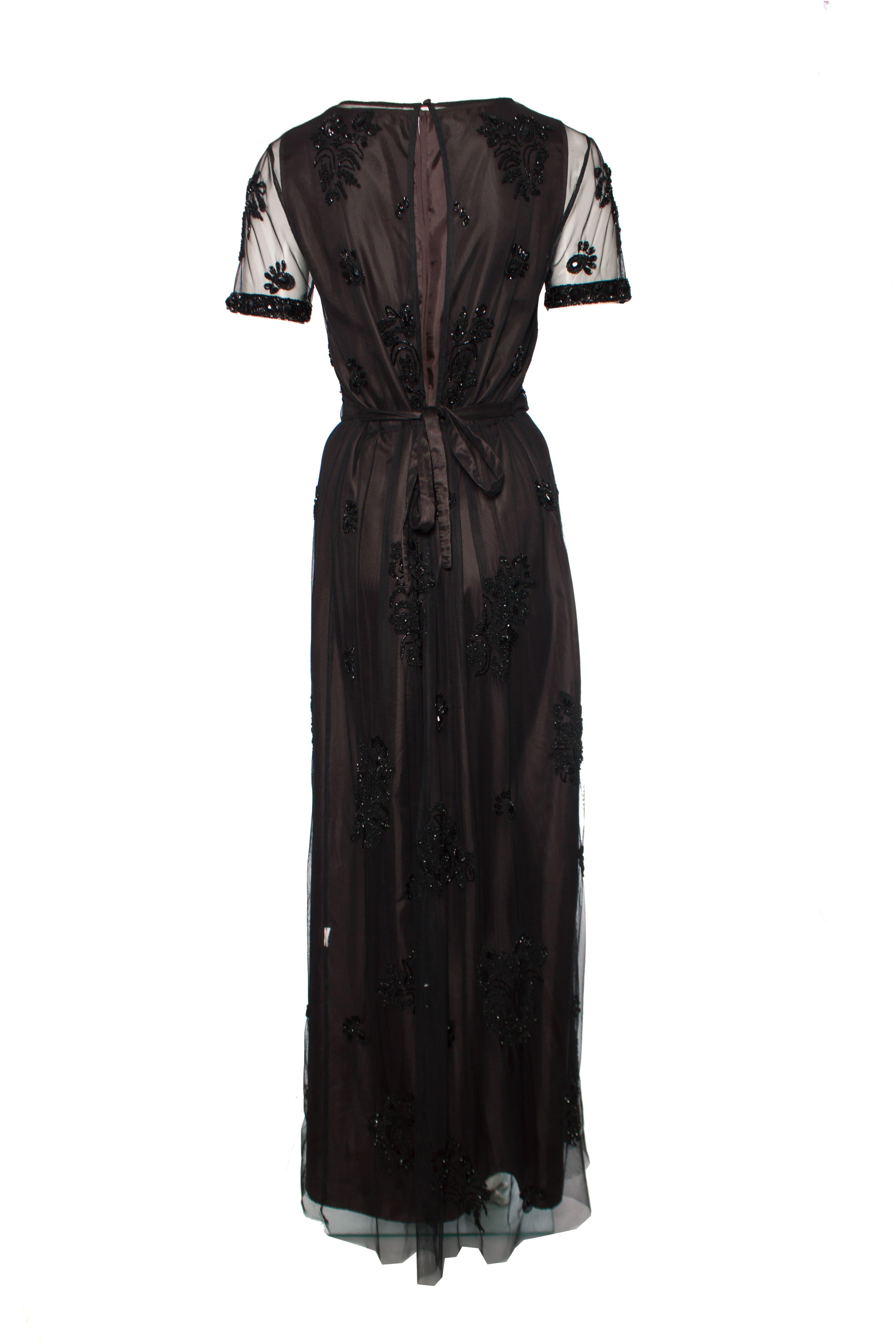 Twin-Set, Long black dress with beads. In Excellent Condition For Sale In AMSTERDAM, NL