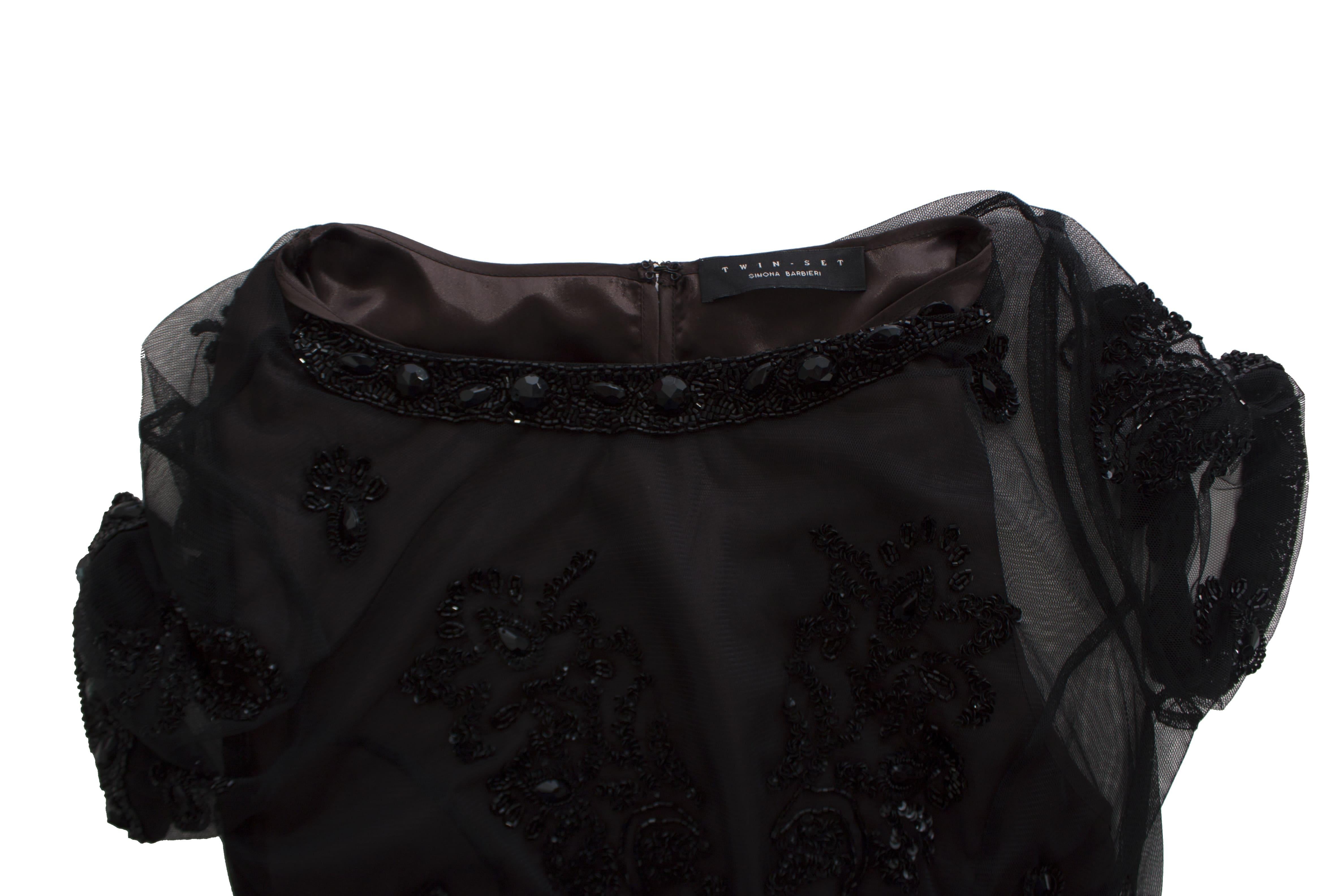 Women's Twin-Set, Long black dress with beads. For Sale