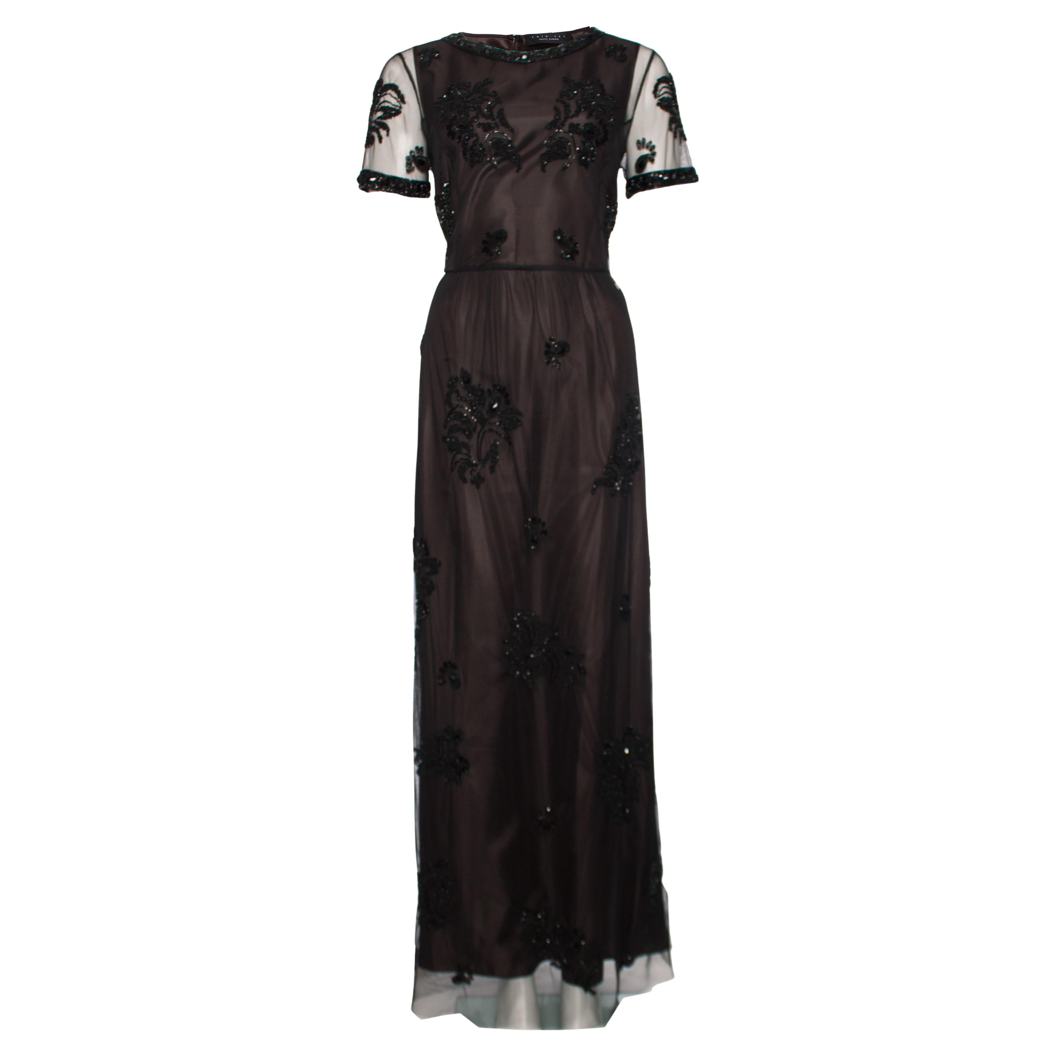 Twin-Set, Long black dress with beads. For Sale
