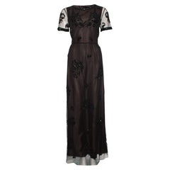 Twin-Set, Vestito lungo nero con perline.