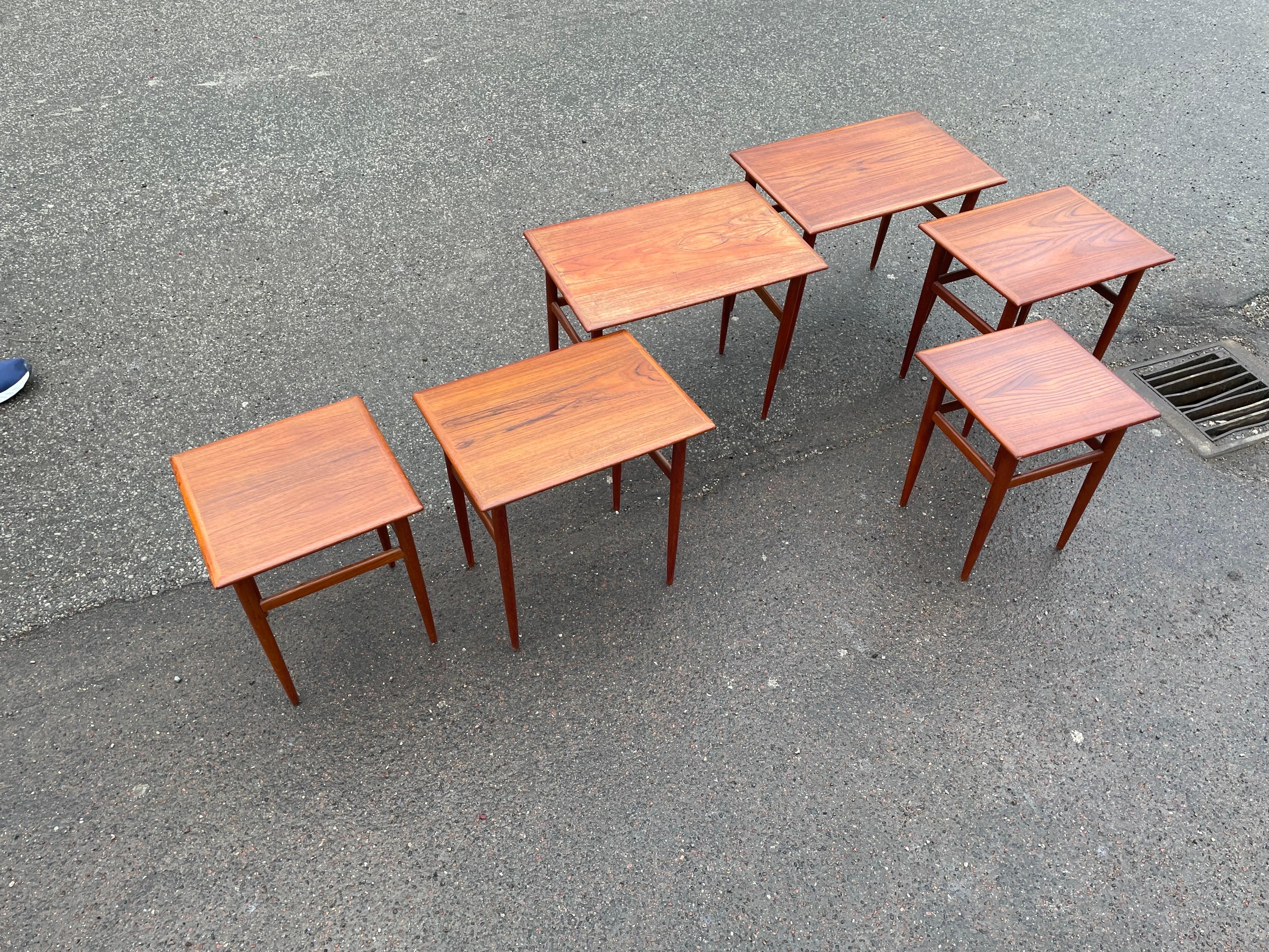 Mid-20th Century Twin Set of Danish Teak Nesting Tables from the 1960's