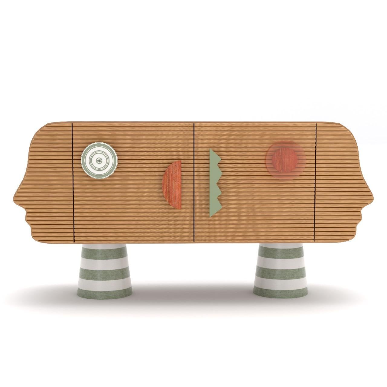 Lacquered wood, acrylic & glass sideboard console - TWIN by R’Kan In New Condition For Sale In Giza Governorate, EG
