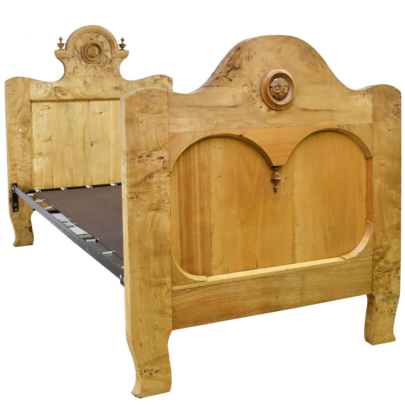 Twin-Size Austrian Biedermeier Bed in Burled Olive Root Wood, circa 1830 1