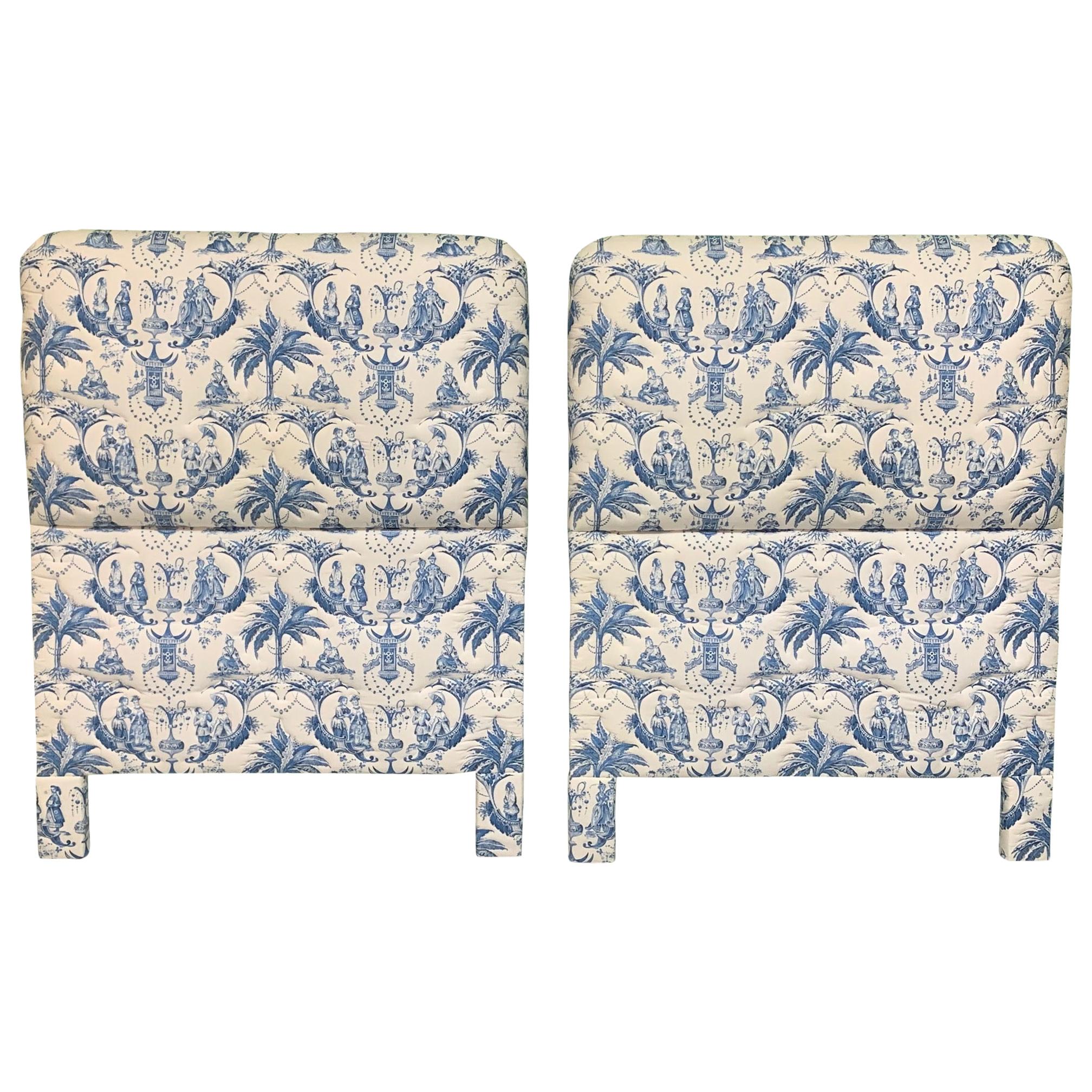 Twin Size Chinoiserie Style Upholstered Headboards