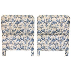 Vintage Twin Size Chinoiserie Style Upholstered Headboards