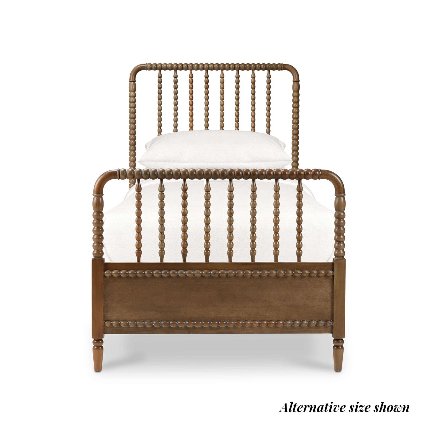 white twin spindle bed
