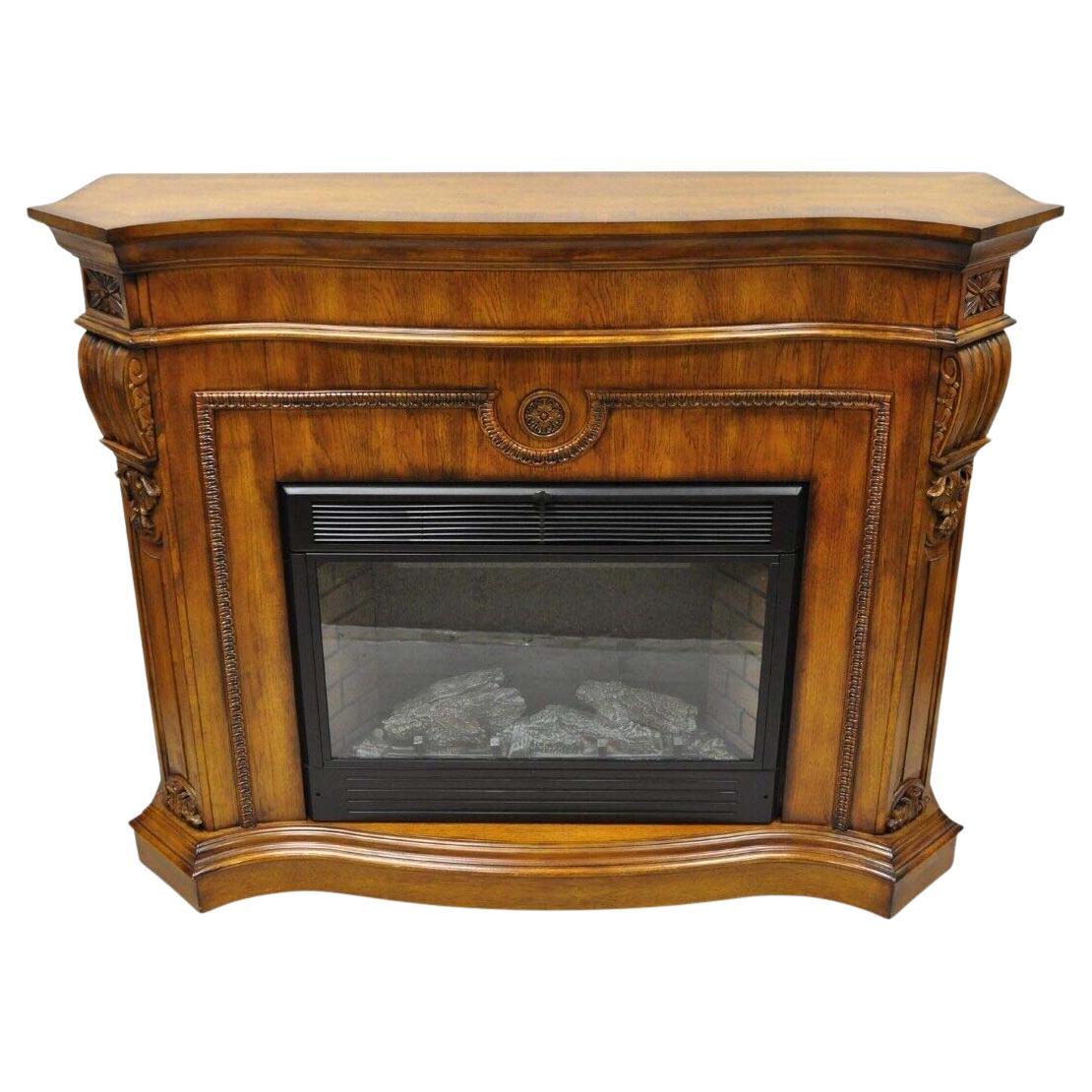 Twin Star International 62" Cherry Wood Empire Style Heater TV Stand Fireplace For Sale