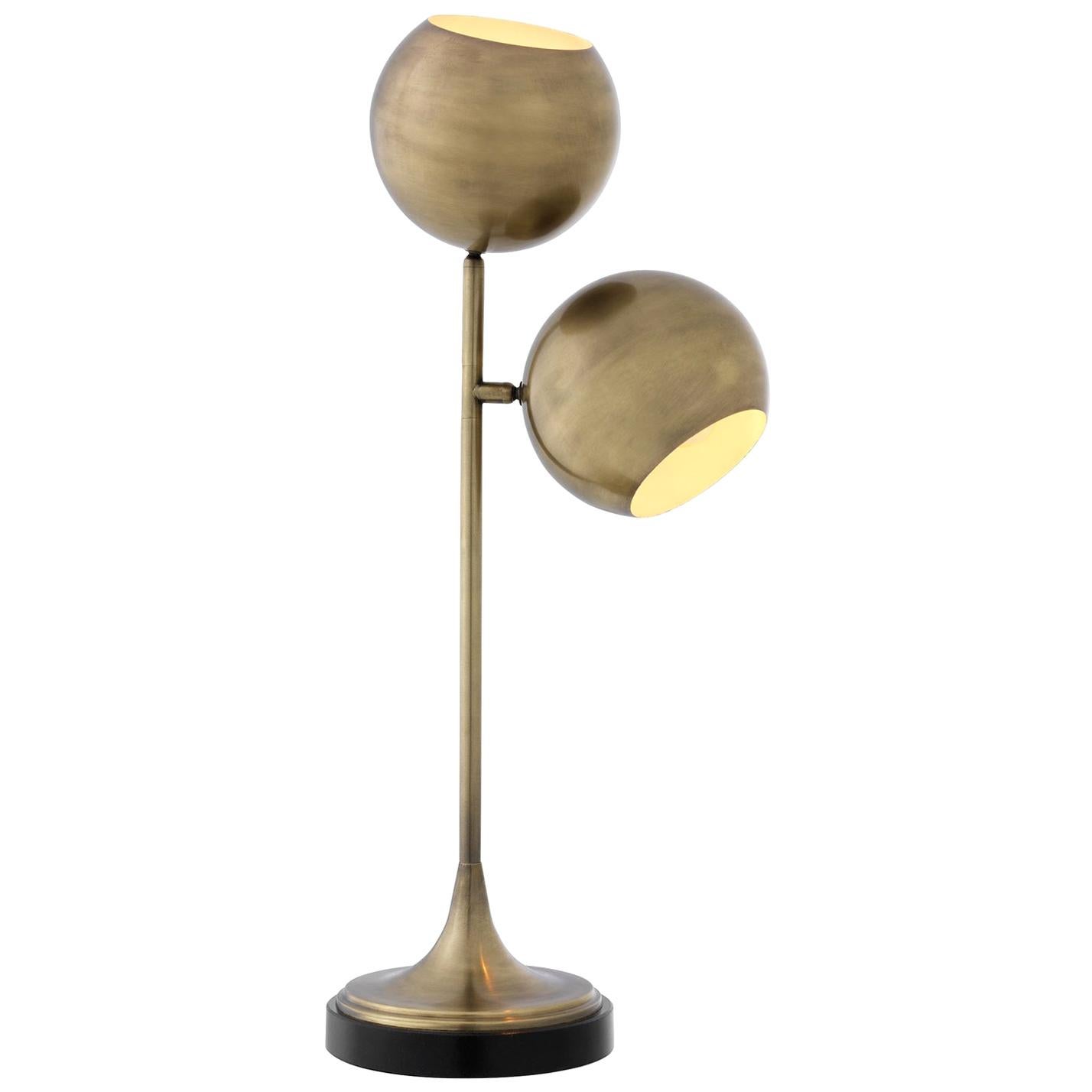 Lampe de table double en finition laiton ou nickel antique