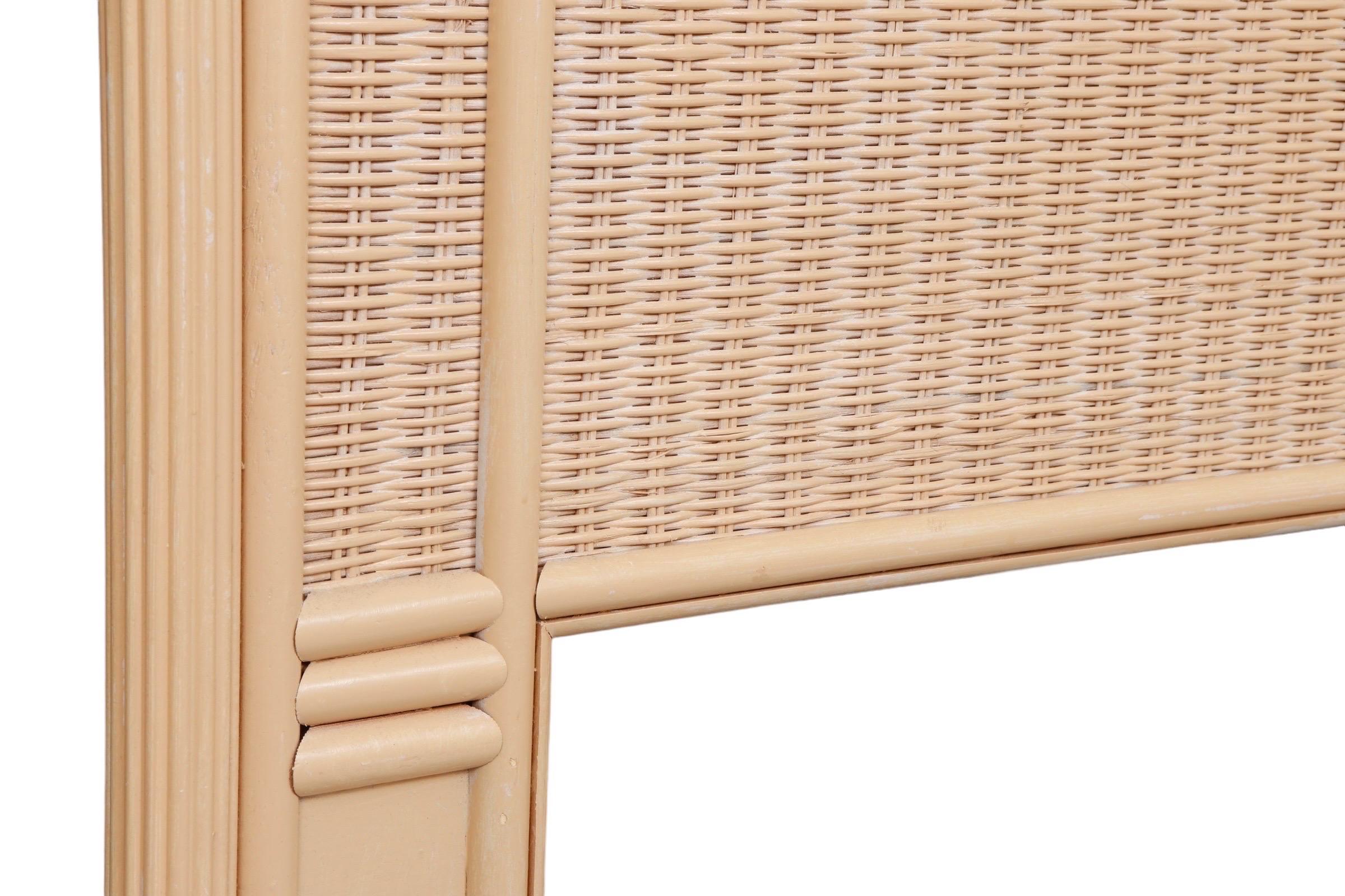 Late 20th Century Twin Tan Wicker Headboards - a Pair