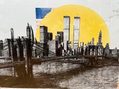 Twin Towers Woodblock Print
