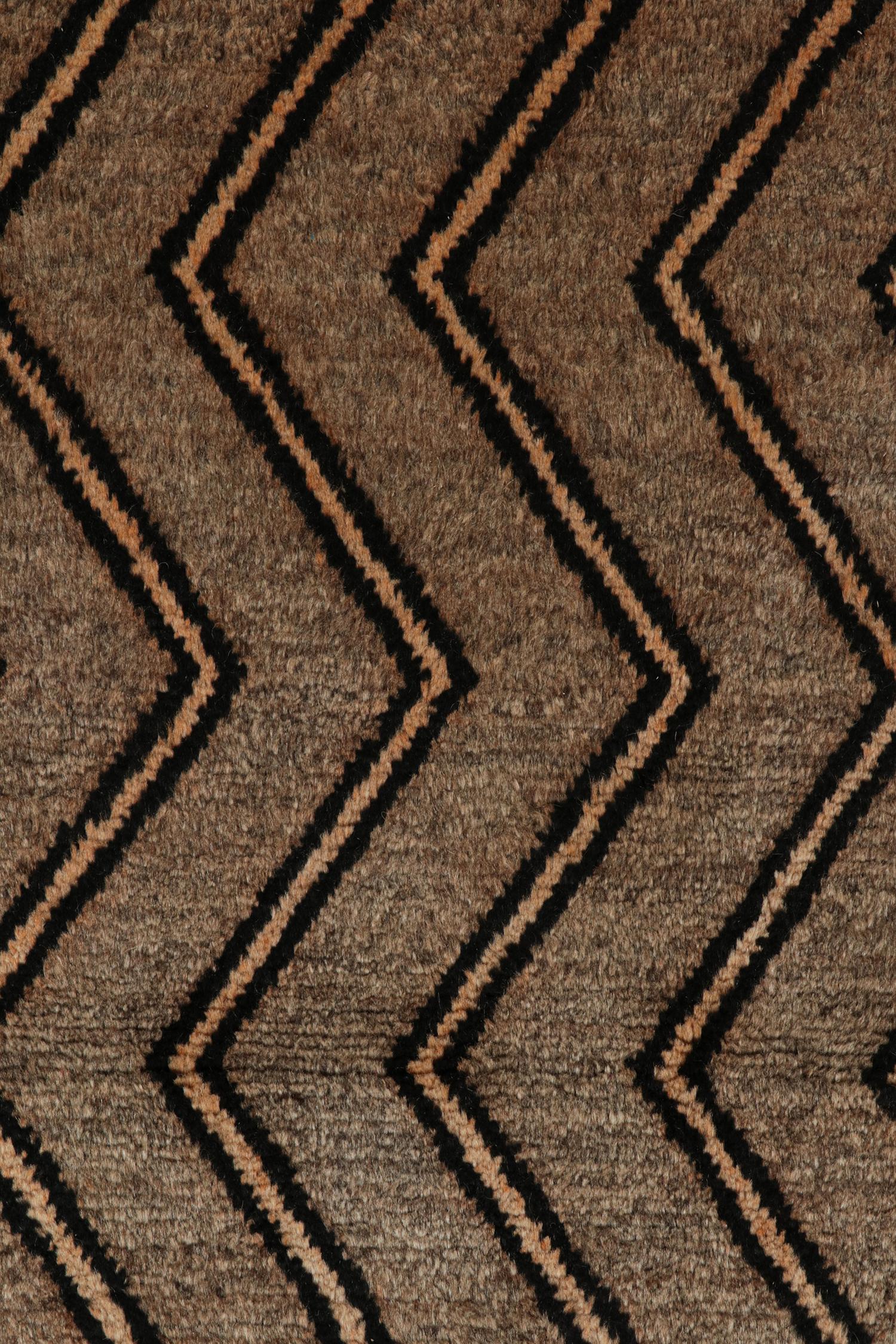 Mid-20th Century Twin Vintage Gabbeh Tribal Rugs in Beige with Chevron Patterns, by Rug & Kilim For Sale