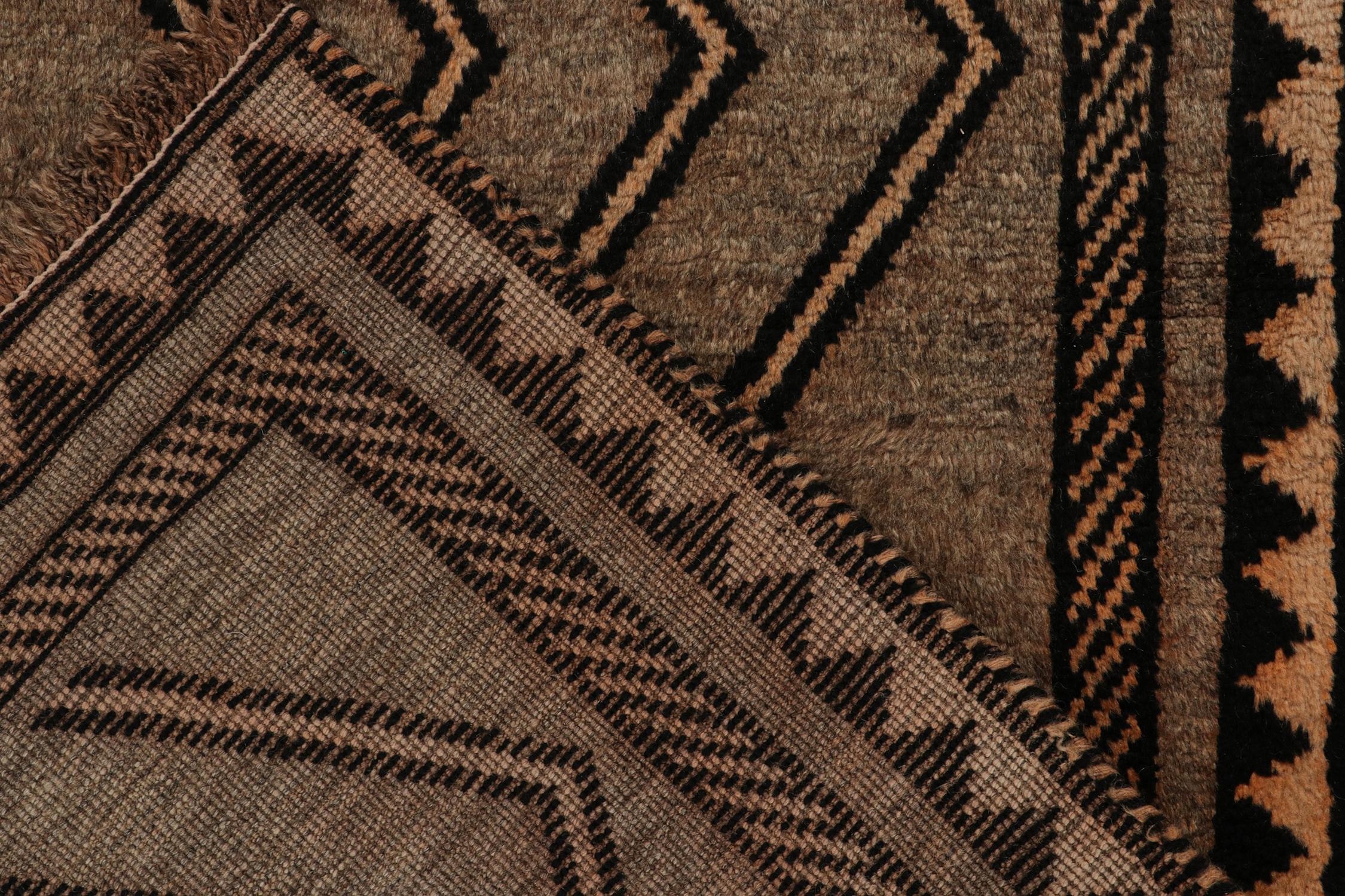 Wool Twin Vintage Gabbeh Tribal Rugs in Beige with Chevron Patterns, by Rug & Kilim For Sale