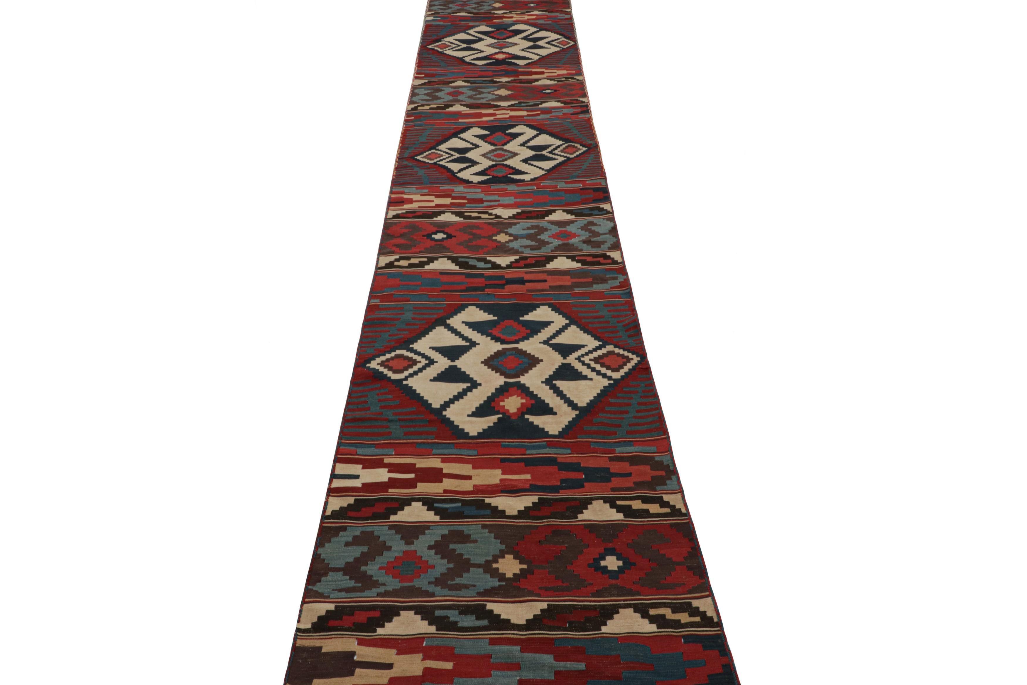Tribal Twin Vintage Persian Kilim Runner Rugs with Geometric Patterns, from Rug & Kilim For Sale
