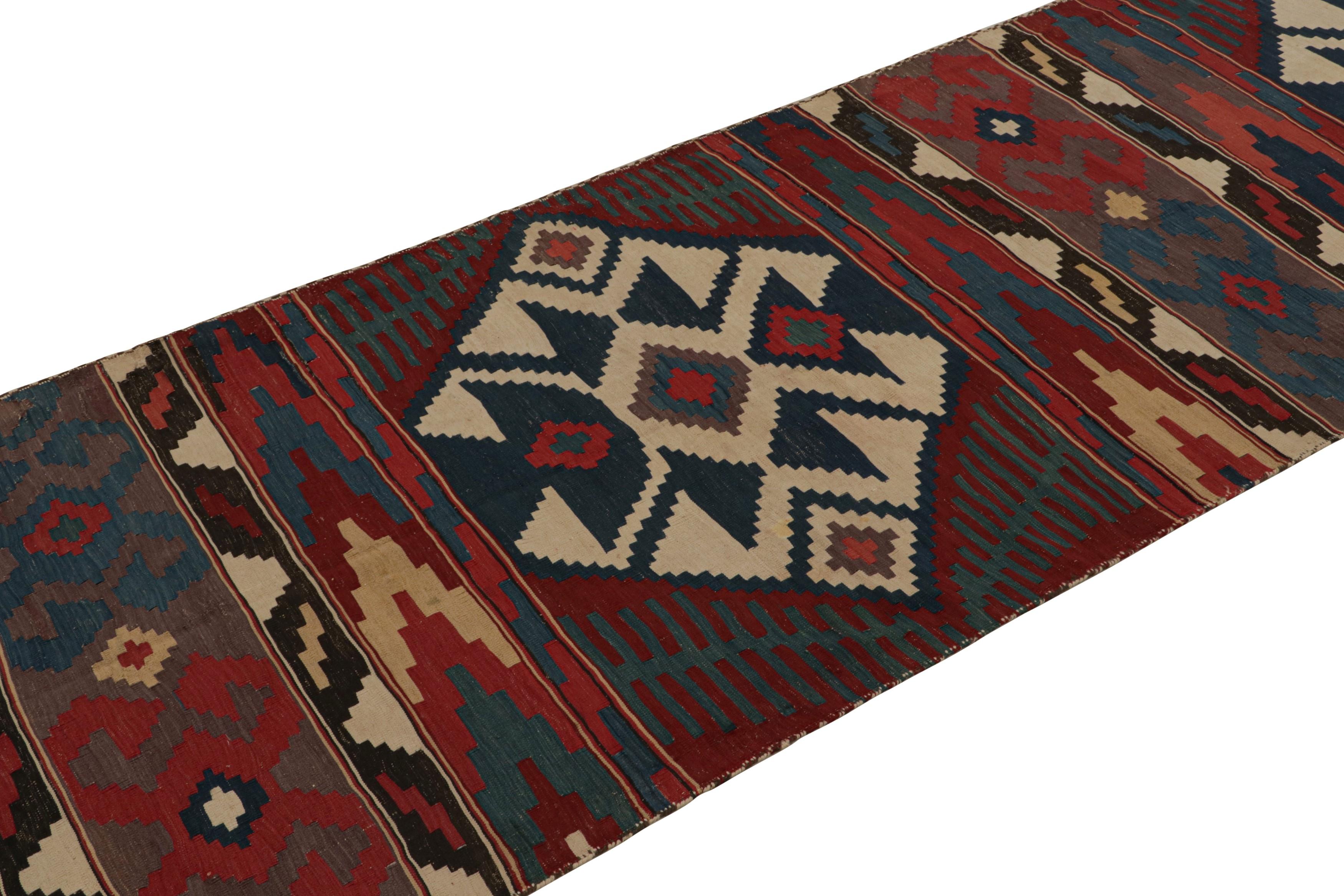 Tribal Twin Vintage Persian Kilim Runner Rugs with Geometric Patterns, from Rug & Kilim For Sale