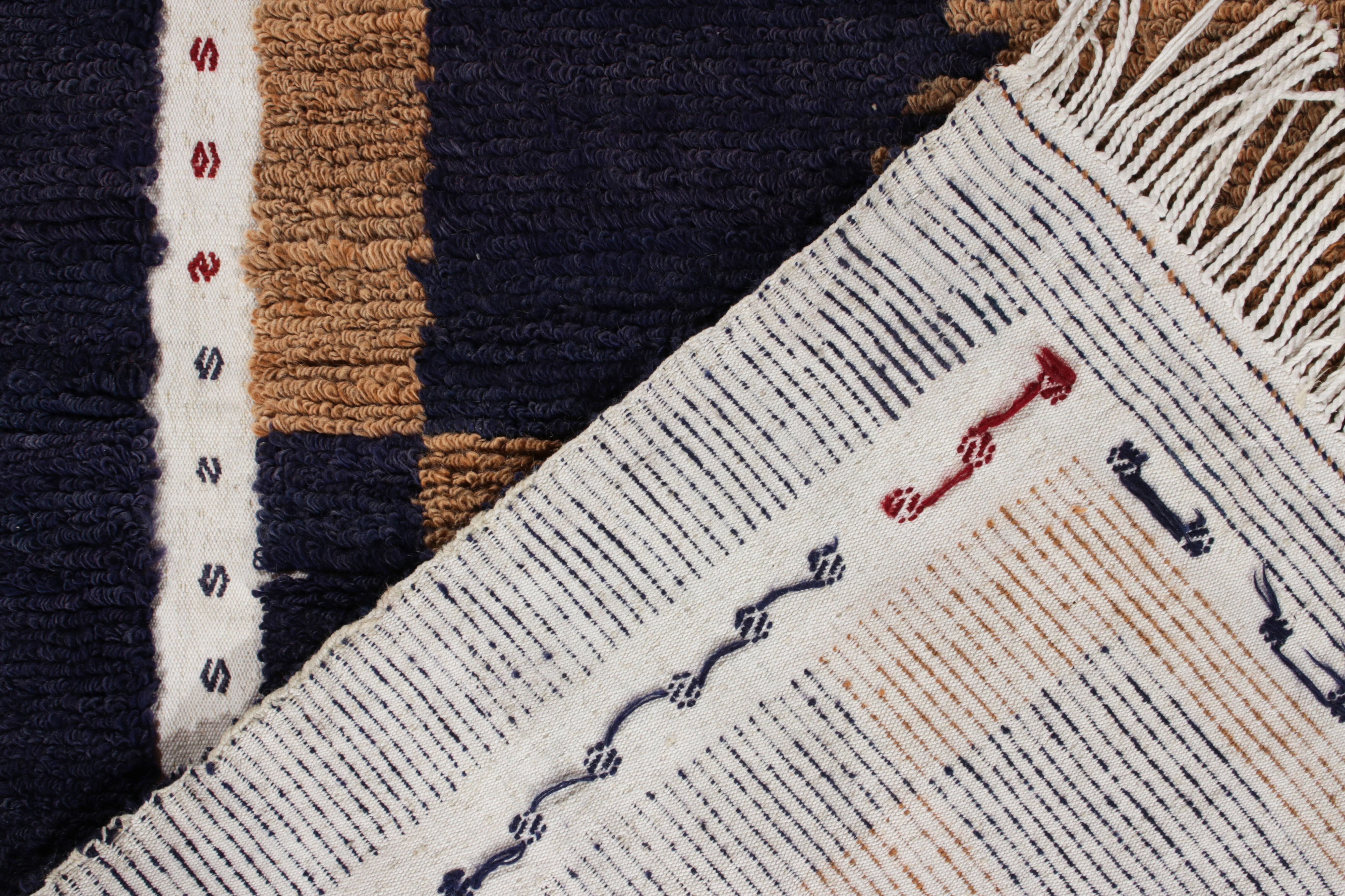Twin Vintage Tulu-Teppiche in Braun und Dunkelblau mit geometrischen Mustern von Teppich & Kilim (Handgeknüpft) im Angebot