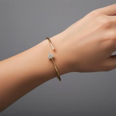 Twinkling Aura 14K (or 18k upon request) Yellow Gold Heart Shape Bangle Bracelet