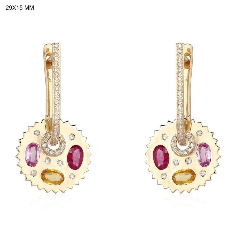 Twinkling Halo 14K Yellow Gold Luxe Diamond Drops Earrings In New Condition For Sale In Los Angeles, CA