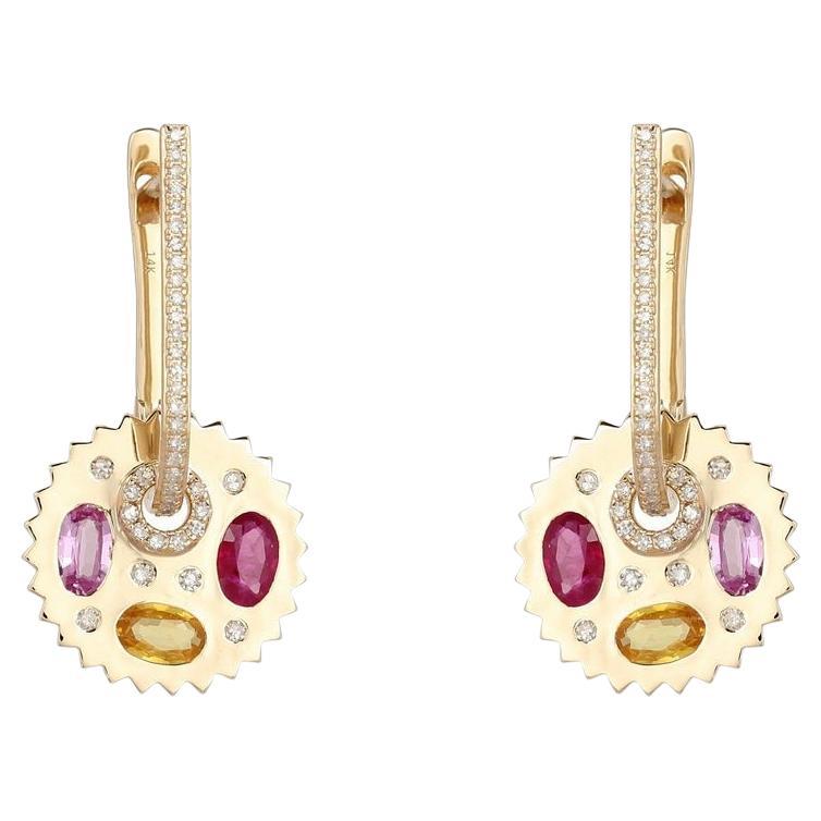 Twinkling Halo 14K Yellow Gold Luxe Diamond Drops Earrings For Sale