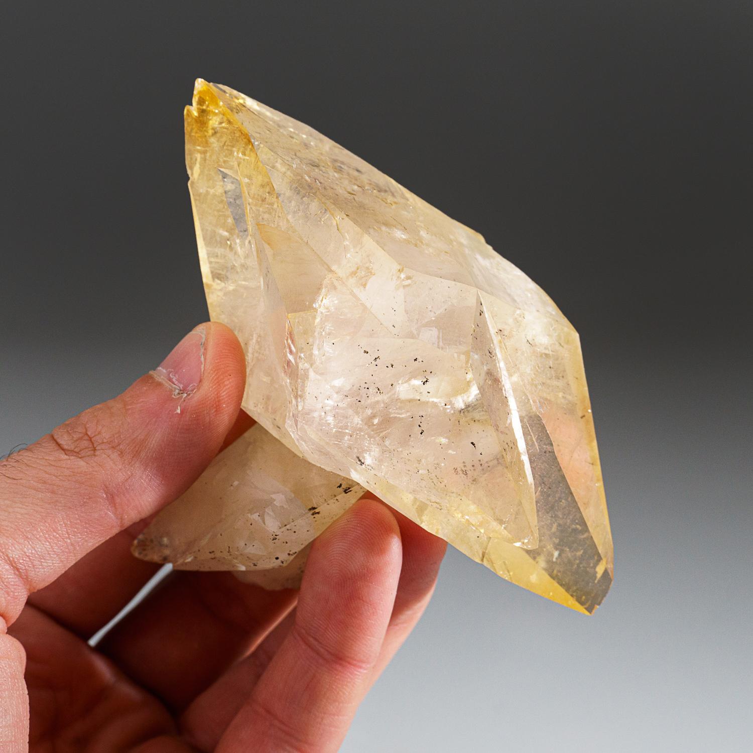 American Twinned Golden Calcite Crystal from Elmwood Mine, Tennessee (260.6 grams) For Sale