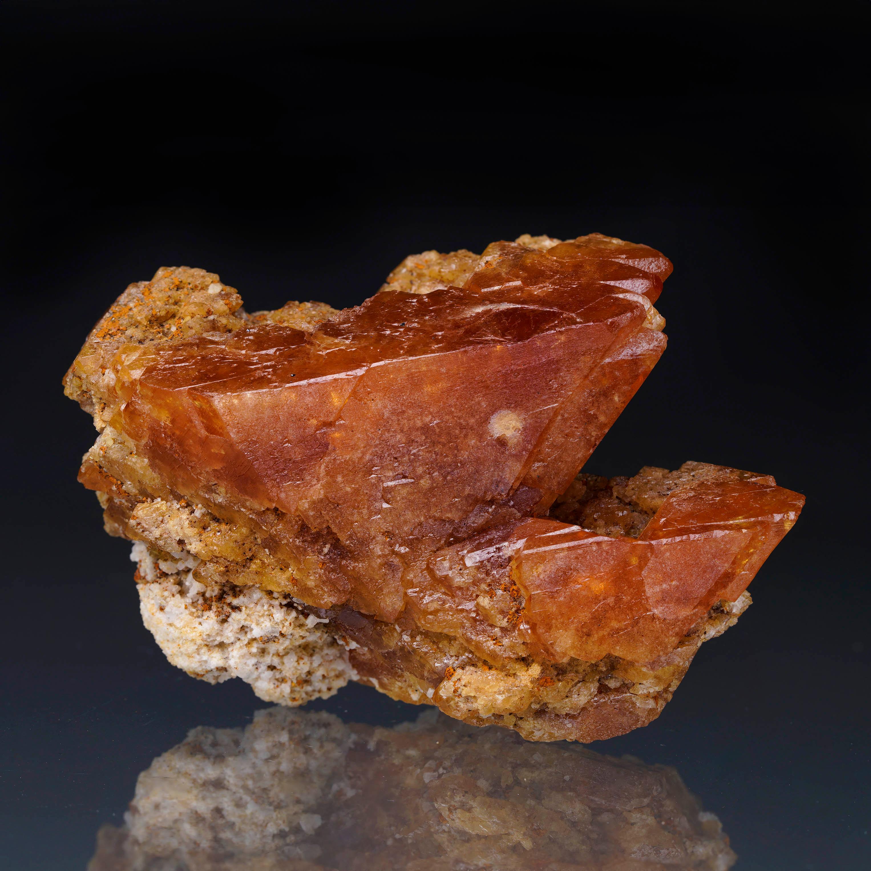 Rock Crystal Twinned Scheelite Crystal Pair From Ping Wu Mine For Sale