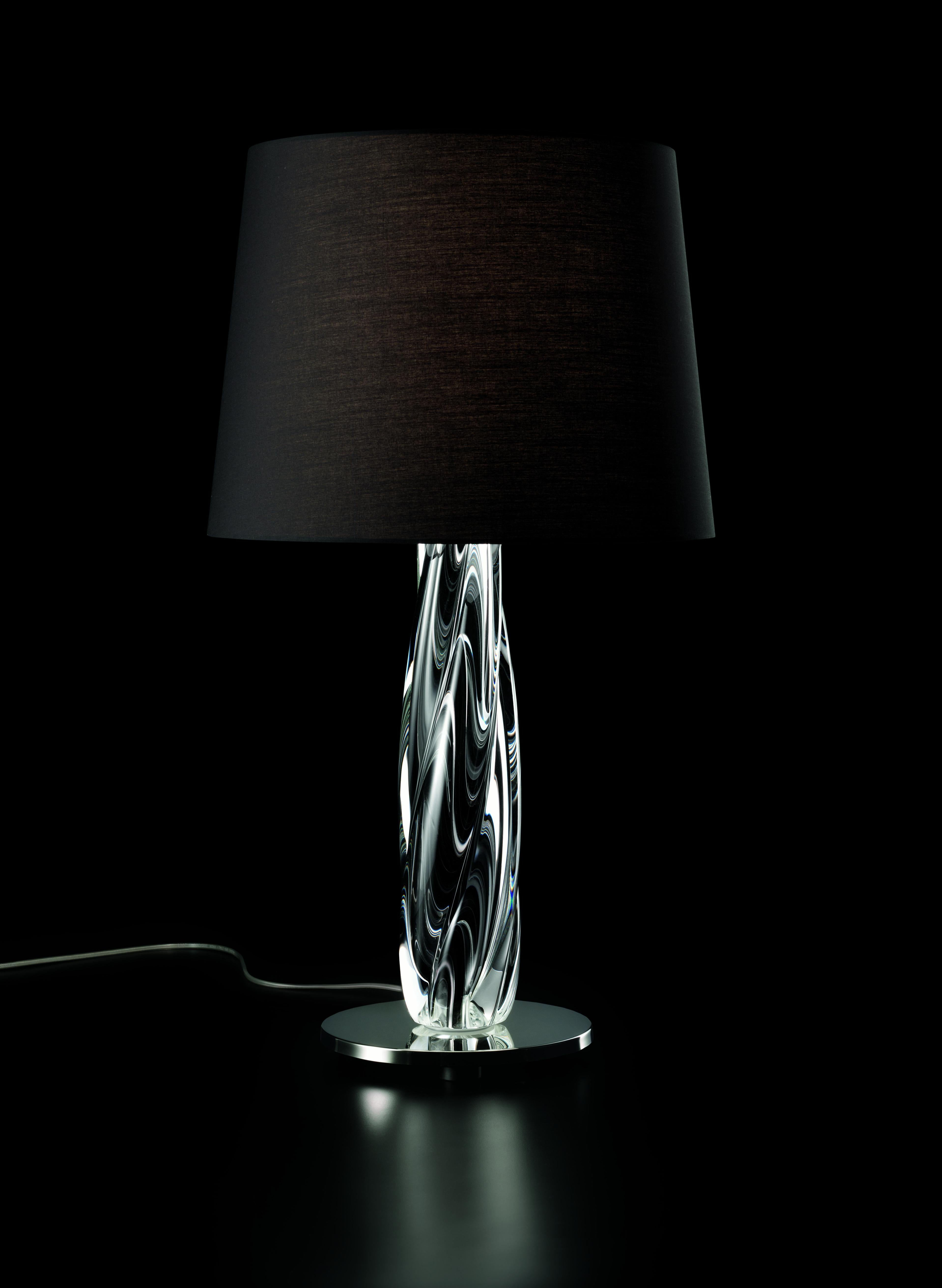 chrome lamps with black shades