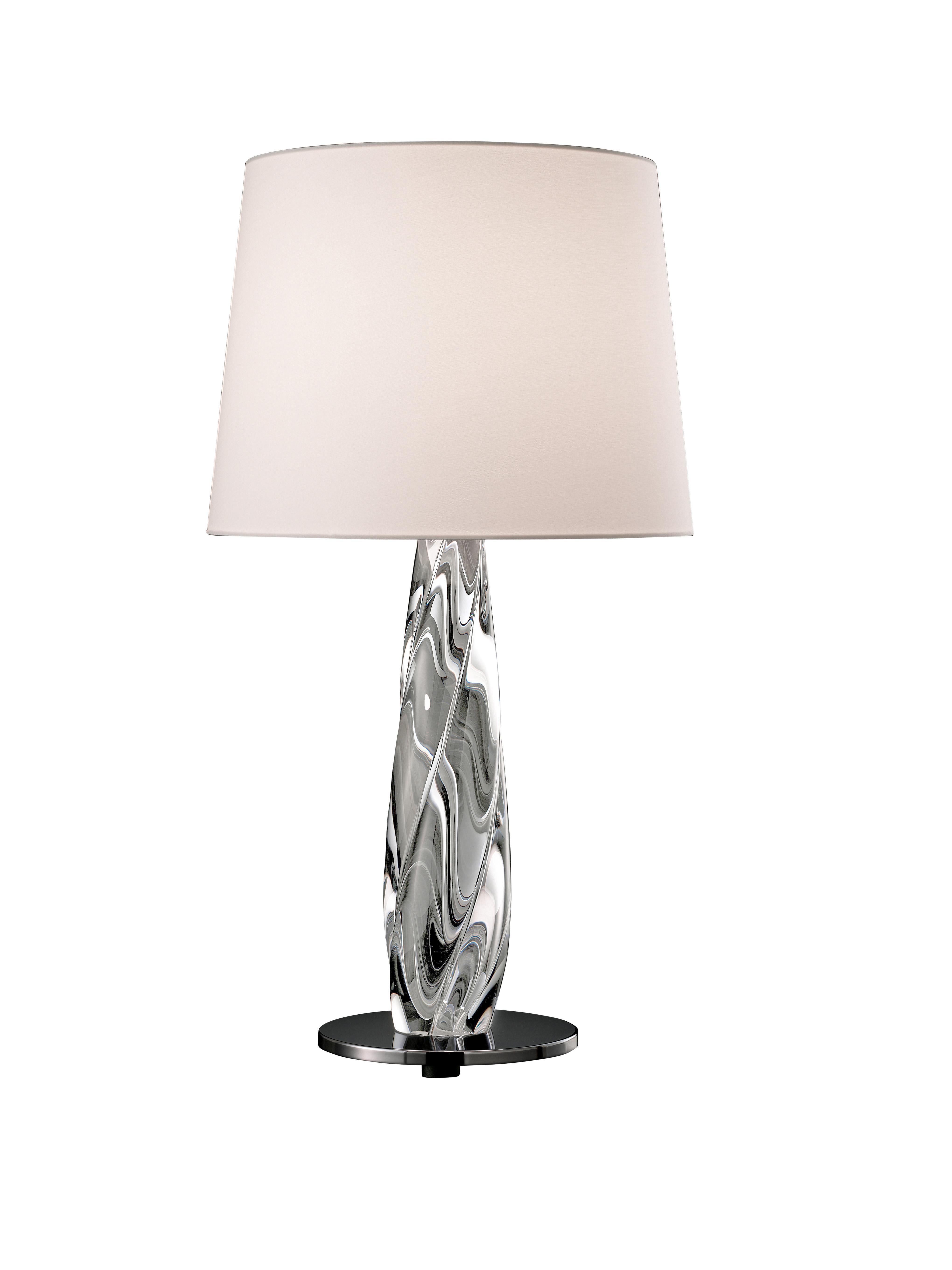 Twins 7224 Table Lamp in Glass with White Shade and Chrome, by Barovier&Toso