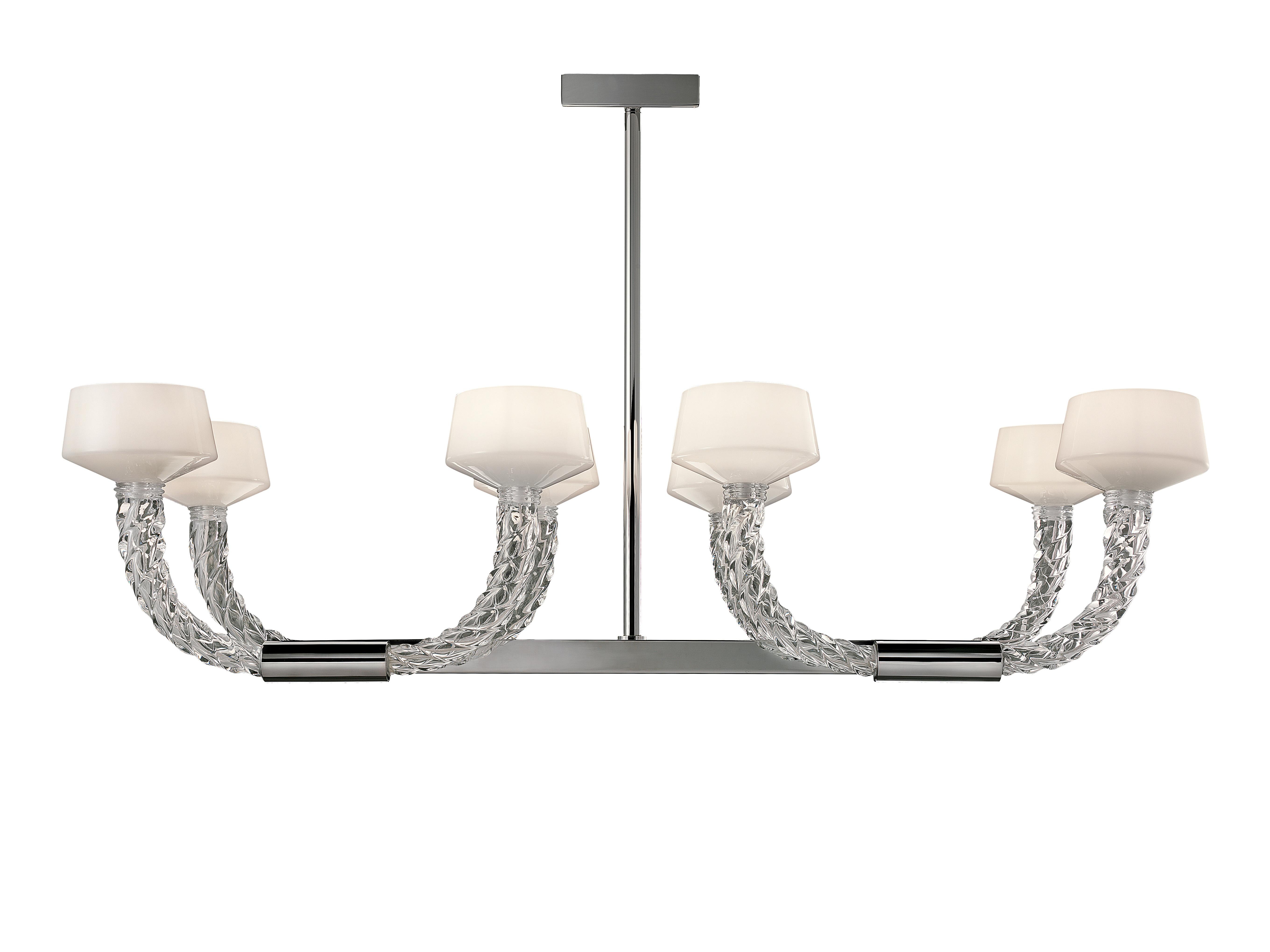 Twins 7226 08 Chandelier in Glass with Chrome Finishing, by Barovier&Toso