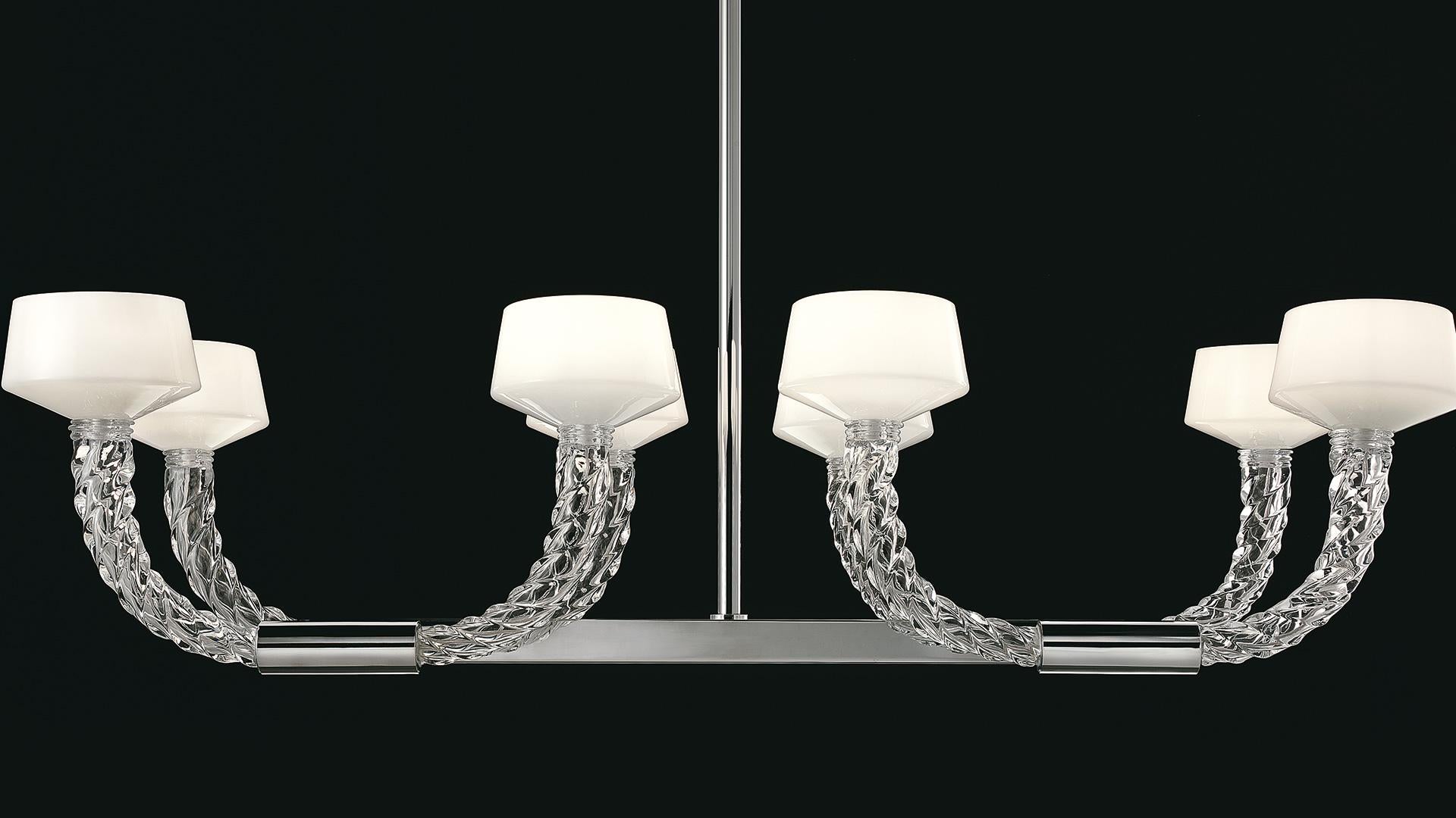 Twins 7226 12 Chandelier in Glass with Chrome Finishing, by Barovier&Toso 1
