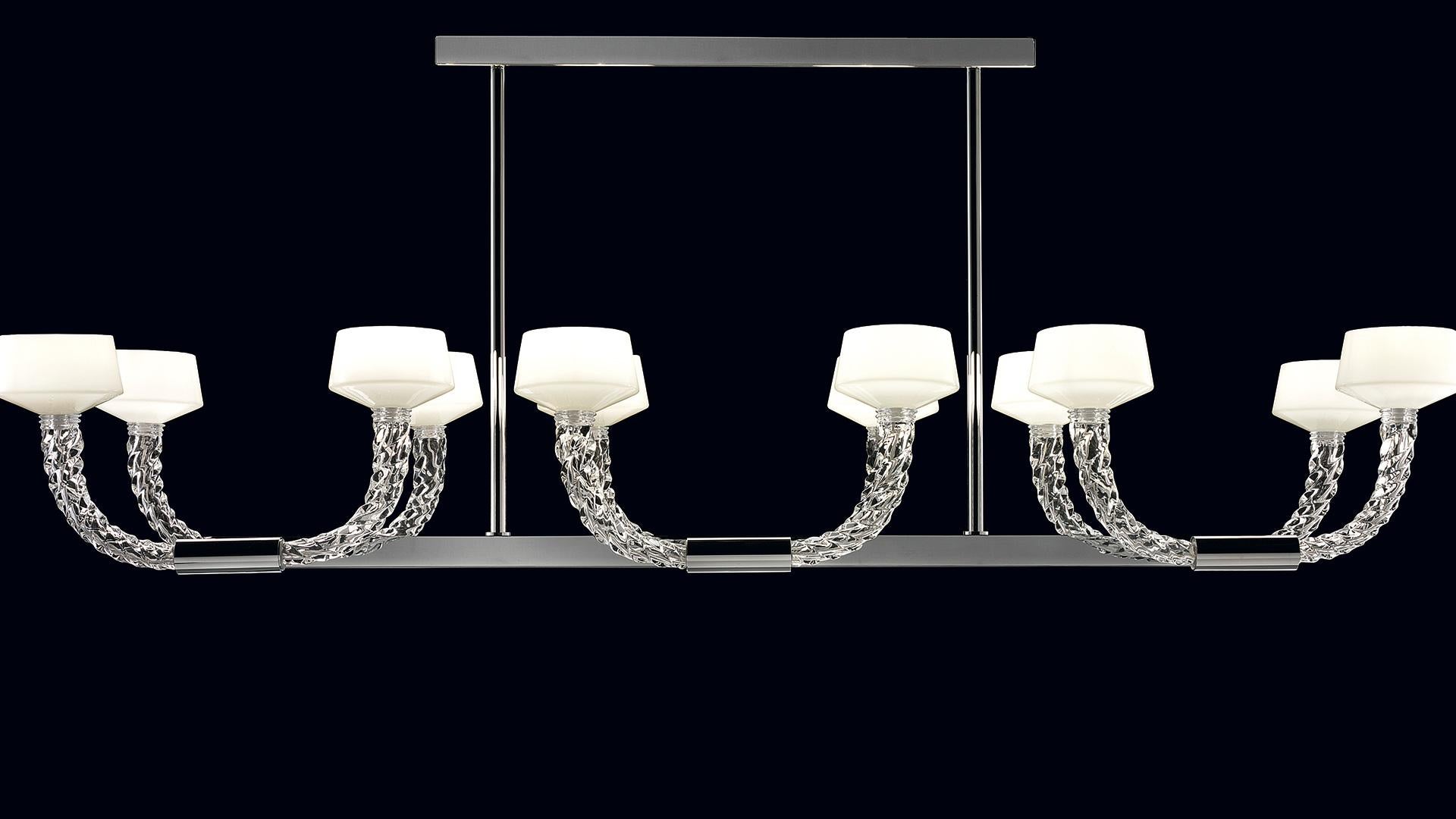 Twins 7226 12 Chandelier in Glass with Chrome Finishing, by Barovier&Toso 2
